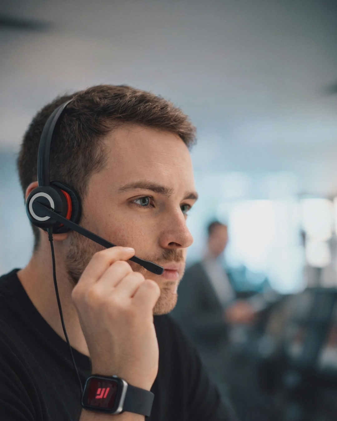 A SafeMe Safety Assistant taking a call