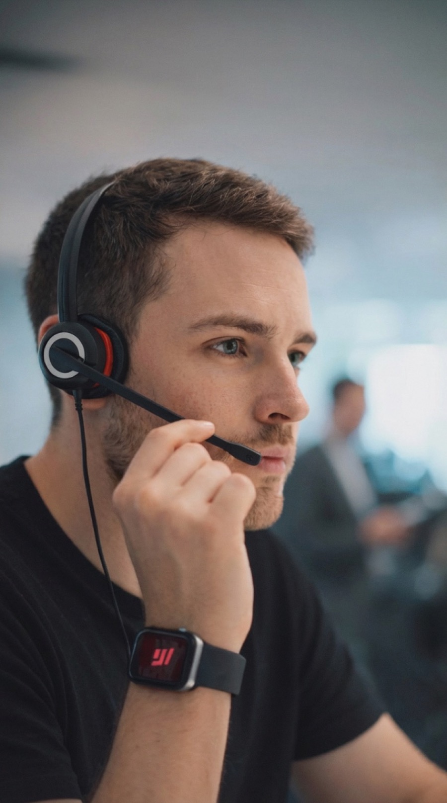 SafeMe Safety Assistant wearing a headset, ready to respond immediately